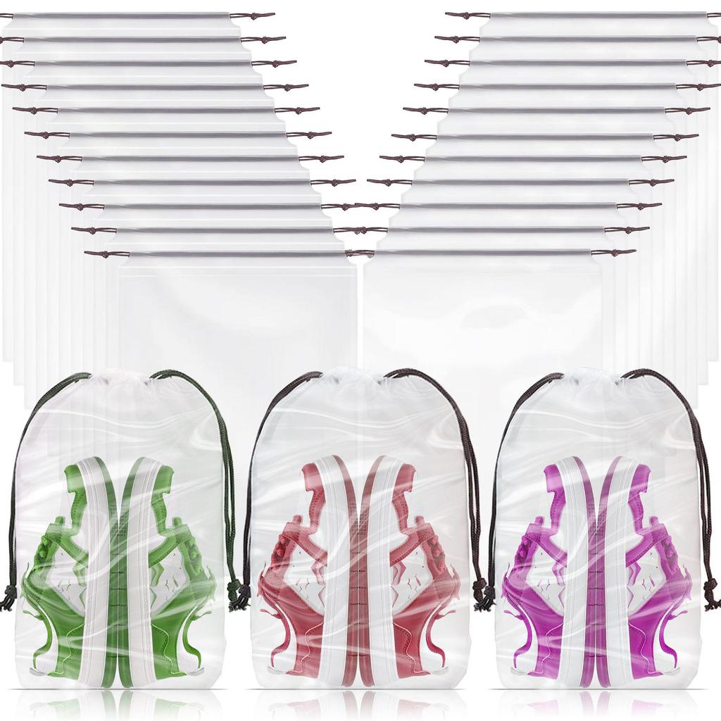 Waterproof Transparent Drawstring Shoe Bag for Travel