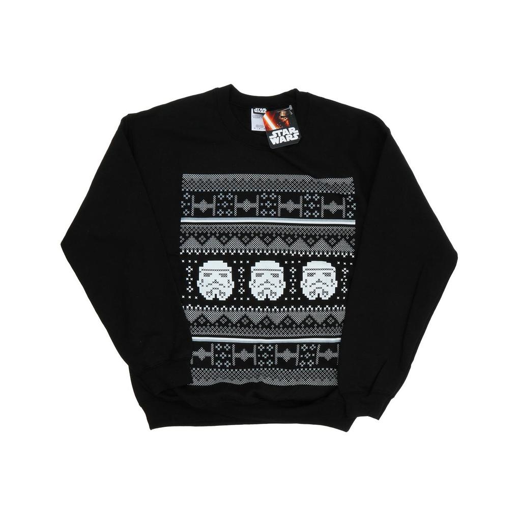 STAR WARS Mens Stormtrooper Helmet Christmas Fair Isle Sweatshirt