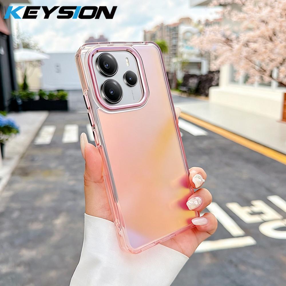 KEYSION Fashion Laser Gradient Colorful Phone Case for Redmi Note 14 4G 5G TPU+PC Shockproof Back Cover for Redmi Note 14