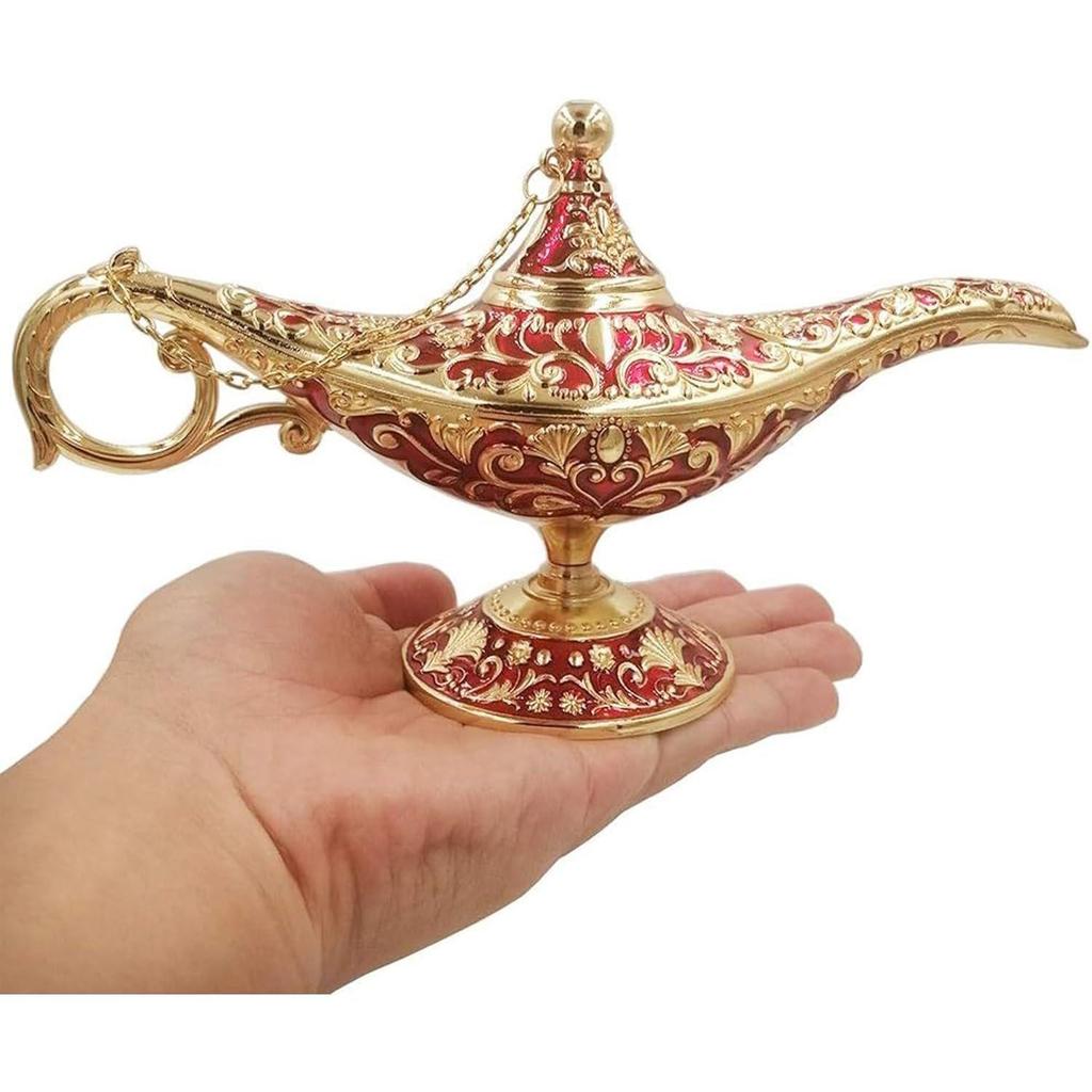 Vintage Magical Legend Aladdin's Genie Lamp for Home/Wedding, Collectible Fancy Rare Classic Arabian Costume Props Lamp Pot