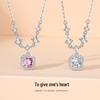 Tichiya S925 Sterling Silver Necklace: Luxurious Pink Cubic Zirconia Square for Women
