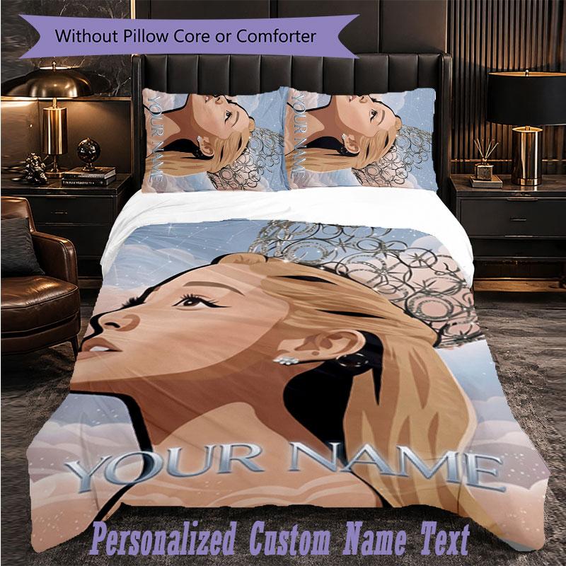 Personalized 3Pcs Bedding SetAriana Grande Custom Text Duvet Cover Pillowcase Set Bedroom Gift
