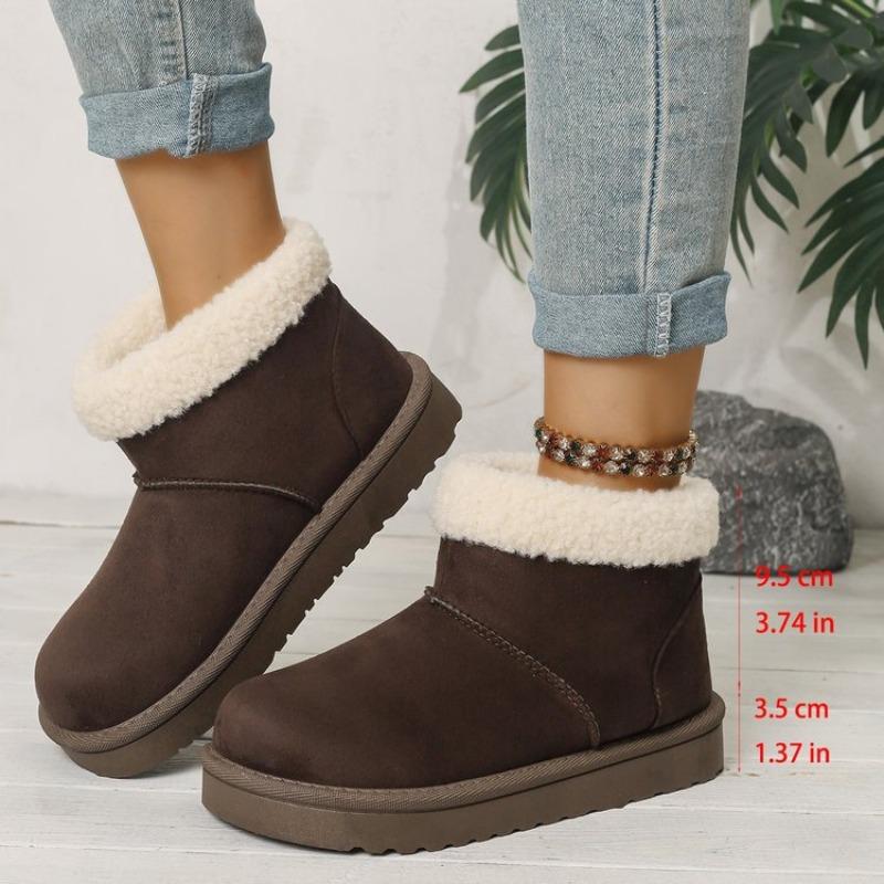 Fashion New Fashionable Elegant Women Snow Boots Winter Flat Wear-resistant Soft Students Plus Velvet Warm Ankle Boots Women's Fur Boots