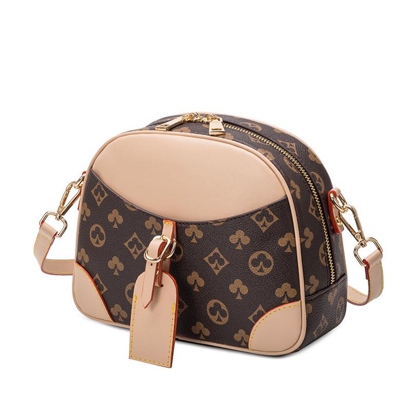 

New trendy niche personalized printed women s bag versatile contrasting color splicing double zipper single shoulder crossbody small square bag