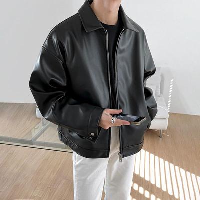 Veste de baseball décontractée en cuir PU tendance coréenne pour homme printemps 2023