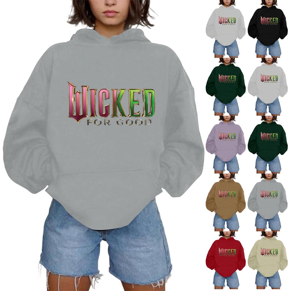 Damen Modisches Lässiges Kapuzen-Langarm-Sweatshirt mit Aufdruck