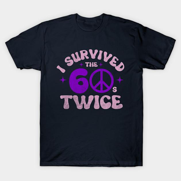 

Men Black Print T-shirt I Survived The 60S Twice Funny No-Cut Transfer Paper Print Cotton Tshirt XL чорний