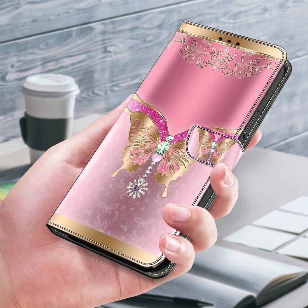Für Motorola Moto G24 Power Leder Ständerhülle 3D Musterdruck Brieftasche Handyhülle