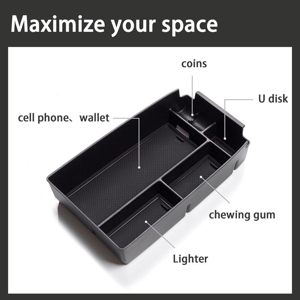 Center Console Organizer Coin Container - Compatible with Ford Escape 2020-2024,Bronco Sport 2021-2024 Armrest Box Long Compartment Storage Tray