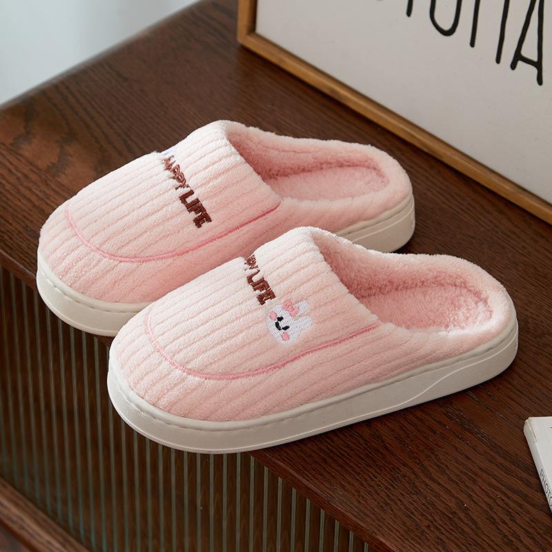 Cotton slippers winter 2025 new home indoor warm couple cute rabbit non-slip plush winter slippers