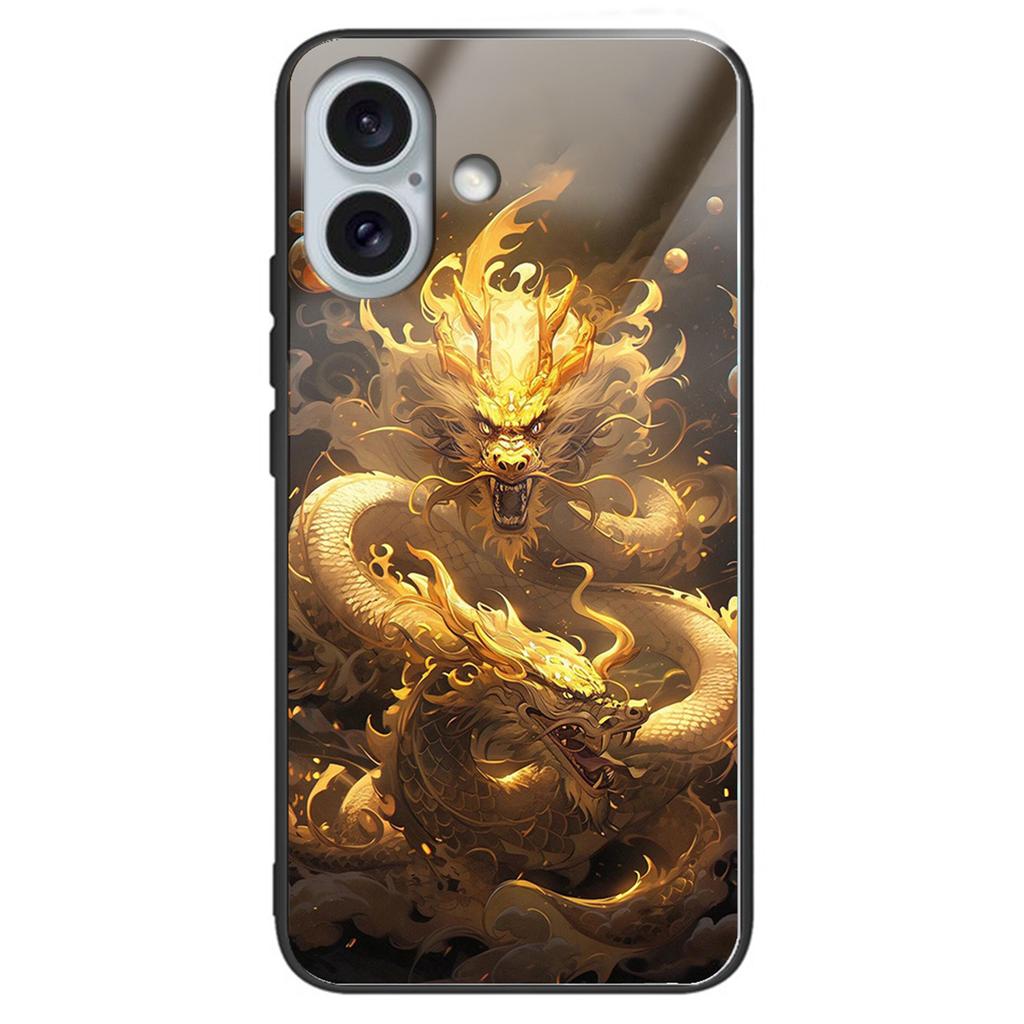 For iPhone 16 Case Tempered Glass TPU Drop-Proof Phone Cover Pattern Printing