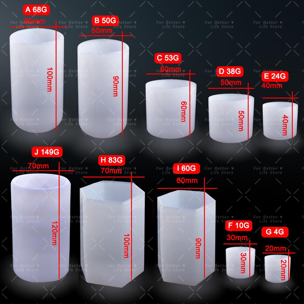 1PC 10 Style Cylindrical Hexagon Silicone Mold DIY Epoxy Resin Casting Mould UV Candle Home Decoration Jewelry Making Tools