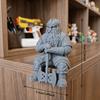 Nordic Fantasy Dwarf Sitting Statue, Matte Gray Medieval Warrior Sculpture With Axe & Helmet, Desktop Bookshelf Decor, Gift for