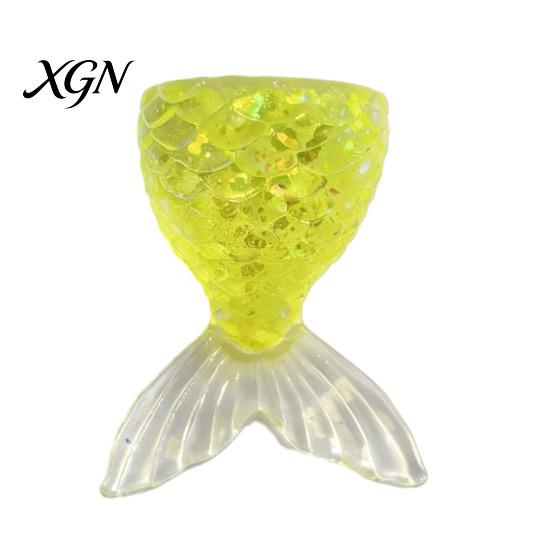 Stress Relief Hand Toy Transparent Fish Tail Squeeze Glitter Simulated Fishtail Anxiety Sensory Slow Rising Ball Decompression Gadgets Relaxation Desk