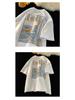 Men's Oversized Ethereal Letter Print Pure Cotton Short-Sleeve T-Shirt - American Street Style
