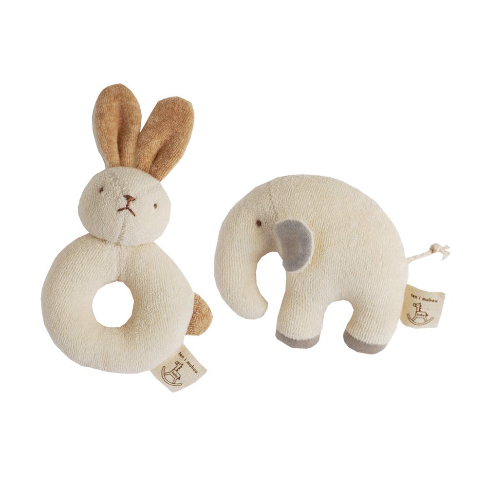 

Organic Cotton Teni Musou Rattle Set (Rabbit & Elephant)
