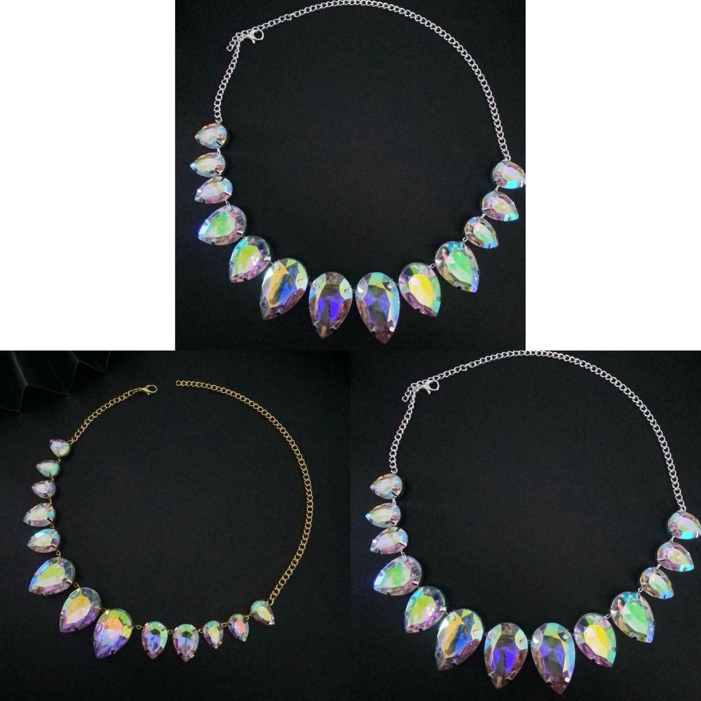 Water Diamond Geometric Drop Necklace For Party And Gift For Women