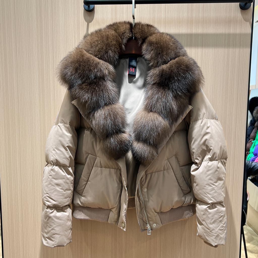Winter New Goose Down Fox Fur Big Fur Collar Down Jacket Women's Short Fashion Thickened Warm and High Coat
