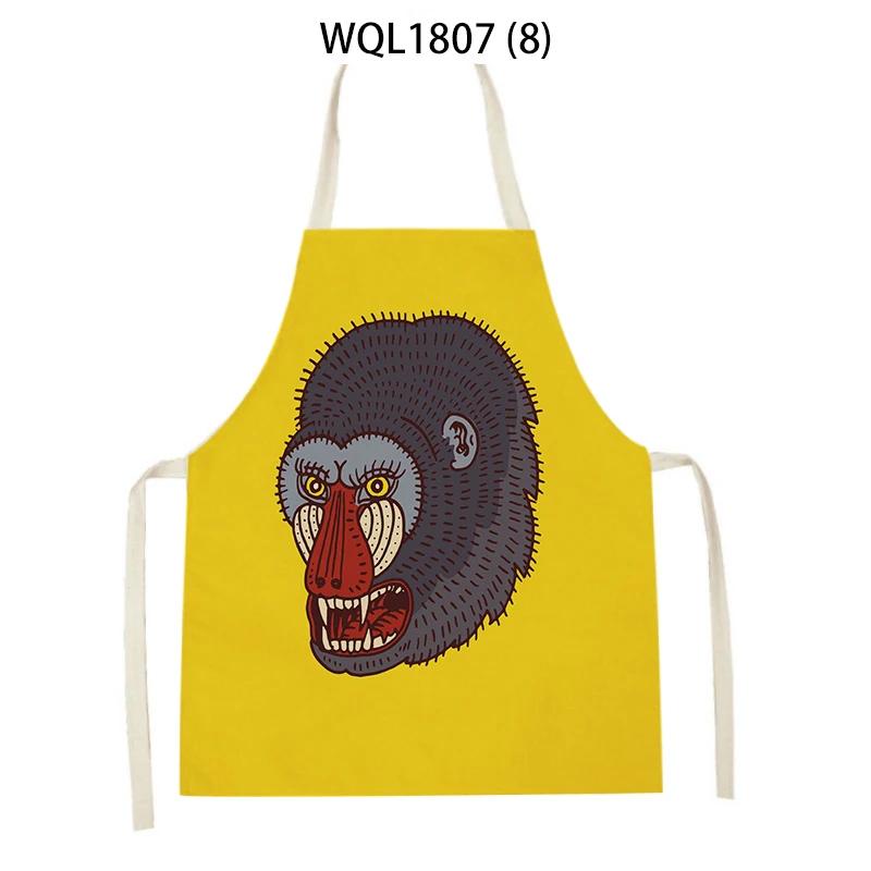 

Animal Print Kitchen Apron Dinner Party Cooking Baking Apron Adult Child Baking Accessories Tiger Wolf Pattern Apron Waist Bib 47x38cm
