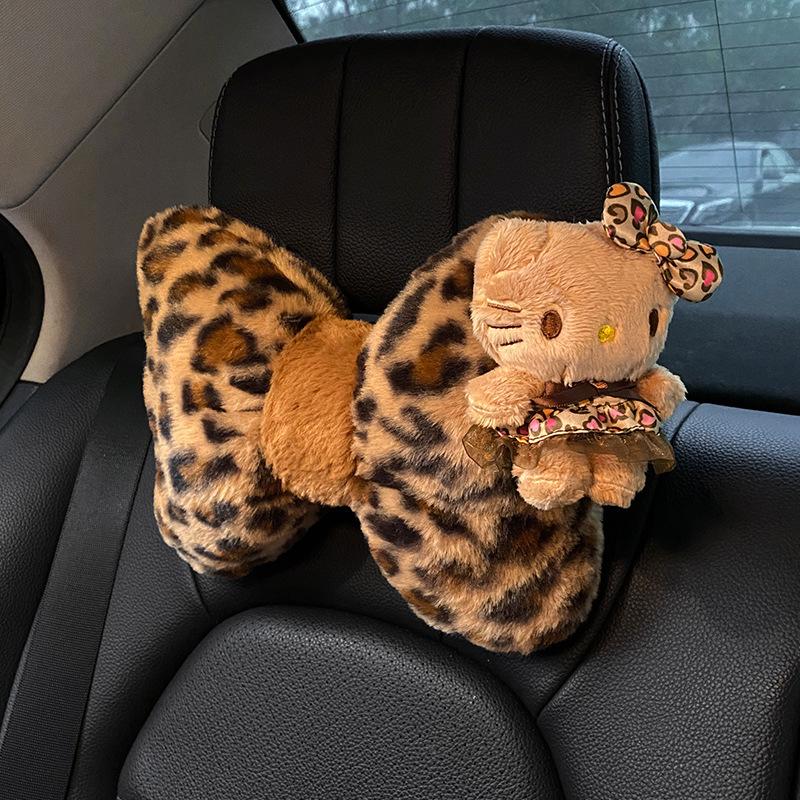 

Подушка для шеи в виде котенка с леопардовым принтом - Премиальный подголовник для автомобильного сиденья для женщин с роскошным ощущением, подушка для поясничной поддержки, подголовник для автомобиля