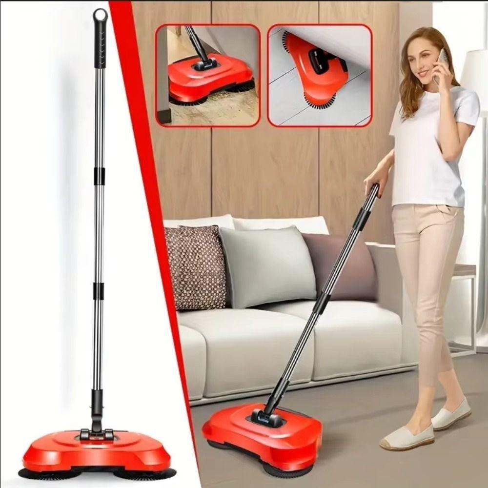 Adjustable Handle Hand Push Sweeper Stainless Steel Handle Carpet Sweeper Loose Debris