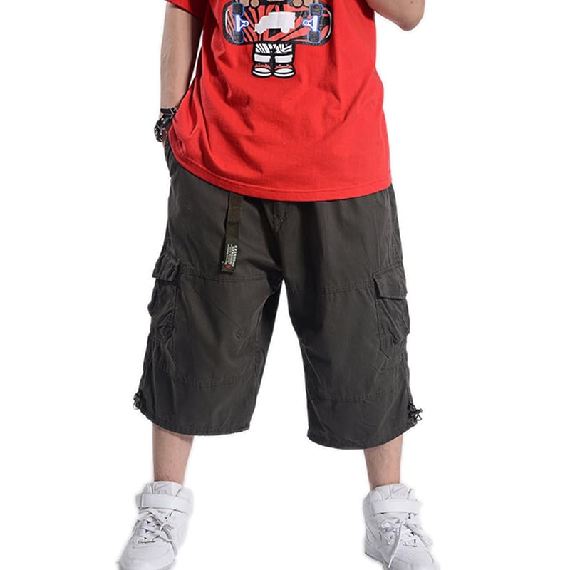

[NOMSOCR] cargo pants men s three-quarter length half pants cropped pants shorts shorts military shorts large size casual Plain color cotton pants