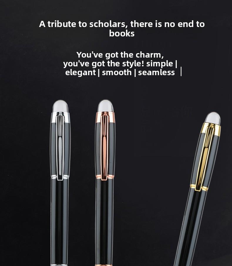 Insert Metal Signature Pen Business Gift Ballpoint Pen Rotating Pen Cap Crystal Head Top Black Ink Logo Printing