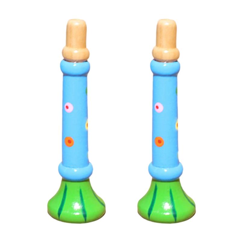 

2pcs Children Wooden Trumpet Toy Kids Whistle Horn Musical Instrument Early Educational Montessori Toys Sound Training TMZ