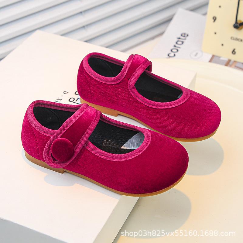 

Осенняя новая кожаная обувь для девочек, мягкая подошва, детская обувь, модная одинарная обувь для девочек, бархатная обувь для девочки, противоскользящая обувь для девочки-принцессы 23insole14.5cm вино красного