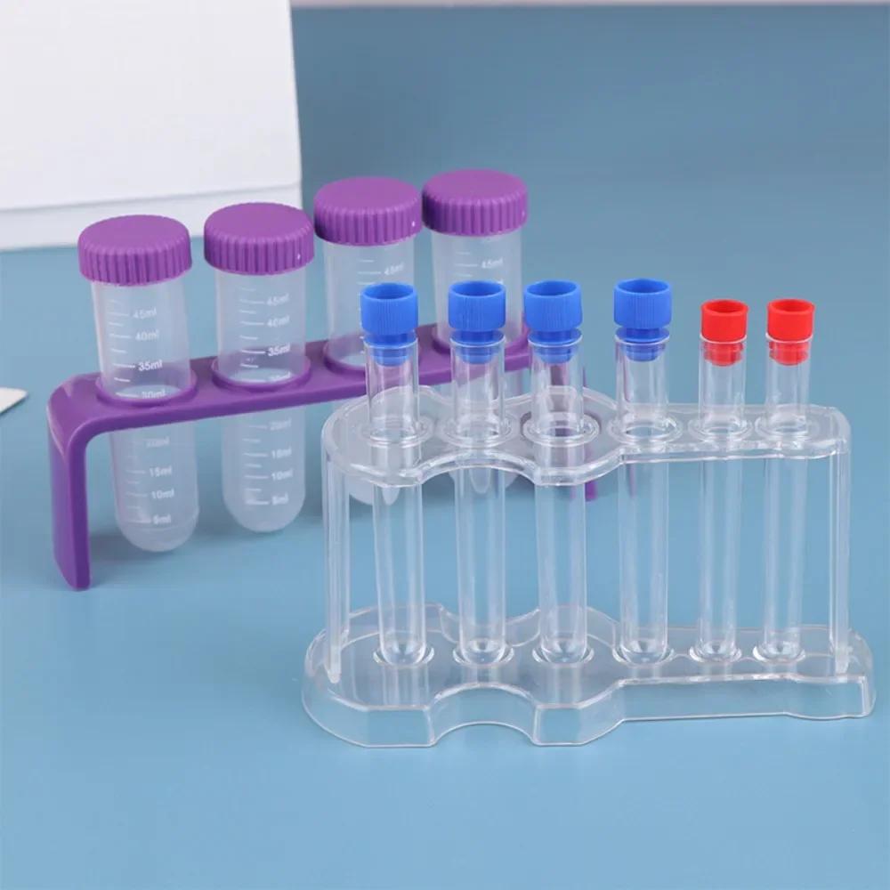 Test Tubes 4Pcs Test Tubes With Rack Plastic Test Tubes With Caps Science Tubes Bottles Holder For Scientific Experiments Set