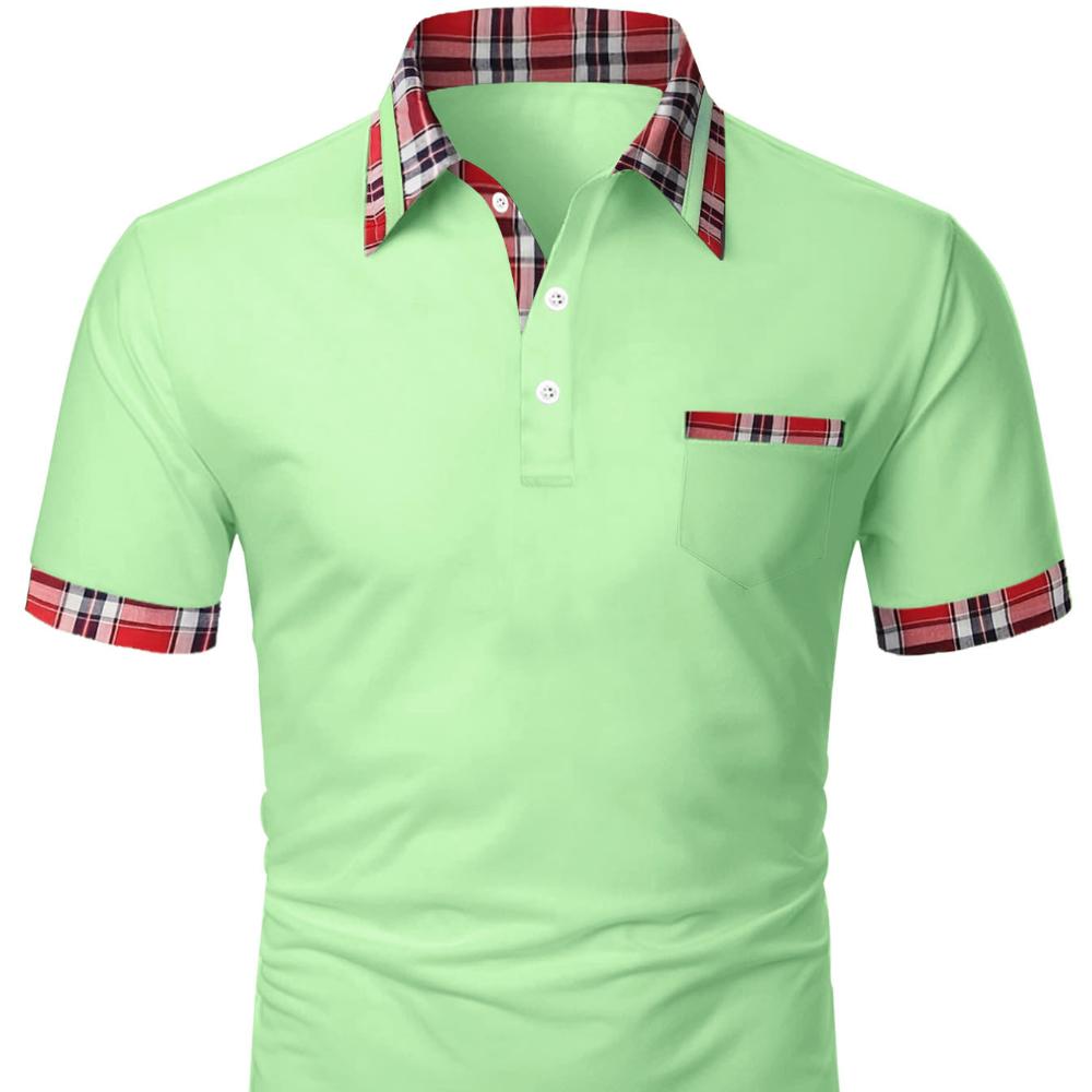 Sommer neues Herren-Poloshirt Kurzarm Colour Blocking Reißverschluss-Tops