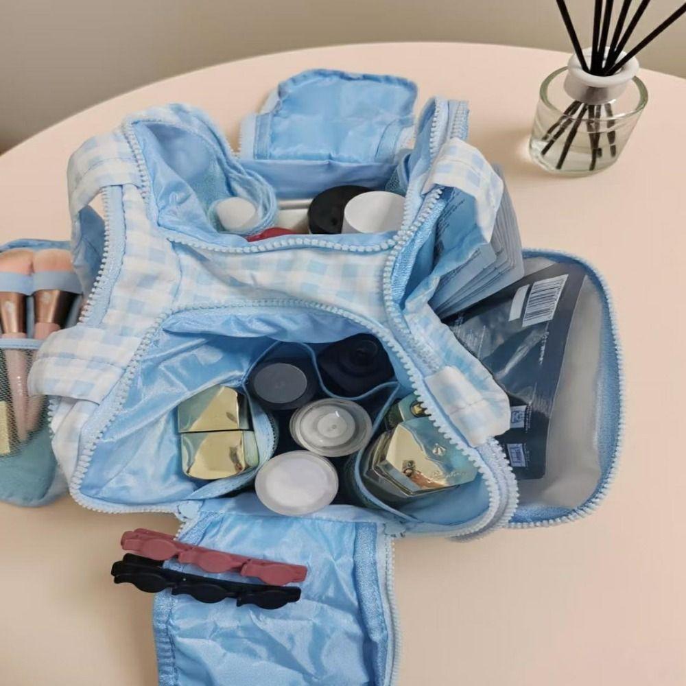 Multipocket Design Travel Toiletry Bag Zipper Closure Portable Makeup Pouch Shower Organizer