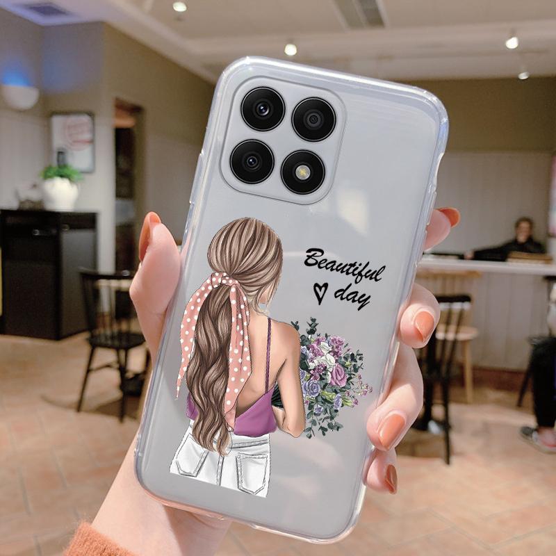 For Honor 70 Lite 5G Case Silicone Soft Clear TPU Coque for Honor X8a X8b X8c X8 5G X6 Phone Cover Print Shell Protection Women