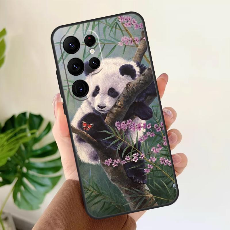 Panda Animal Cute Bear Soft Case For Samsung Galaxy S21 S22 S23 S24 S25 Ultra S9 S10 Plus S20 FE S24 FE Phone Cover