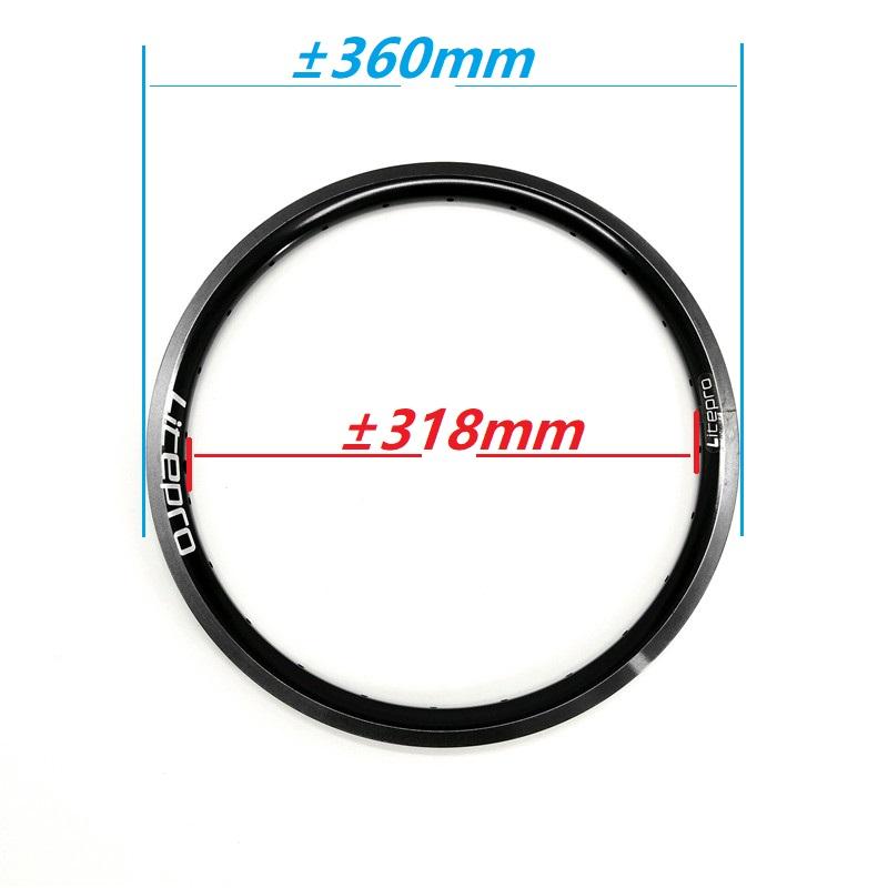 Litepro Rims 349 16x1-3/8 For Brompton Aluminum Alloy Double Wall All Black 20-24-28-36H Schrader valve Folding Bike Wheel Rim