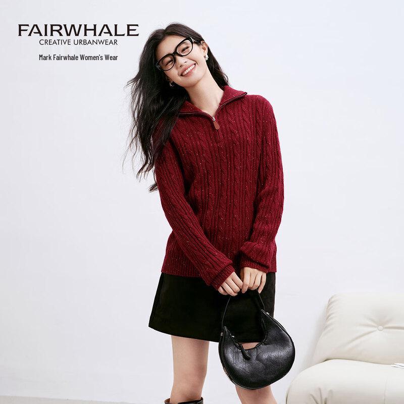 

Mark Fairwhale Women s Half-High Collar Wool Cable Knit Sweater One Size