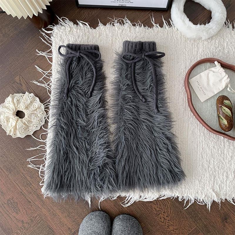 1 Pair Imitation Mink Harajuku Socks Boots Stocking Thickened Leggings Winter Boots Cover Lolita Furry Leg Warmers