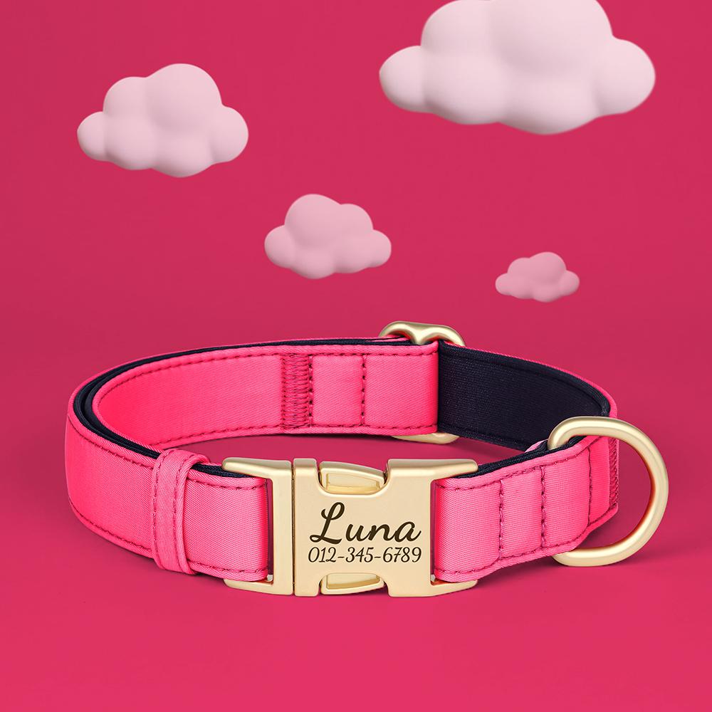 Colorful Dog Collar Customized Nylon Dog Collars Durable Pet Necklace With 8 Colors Padded for Small Large Dogs New Engraving