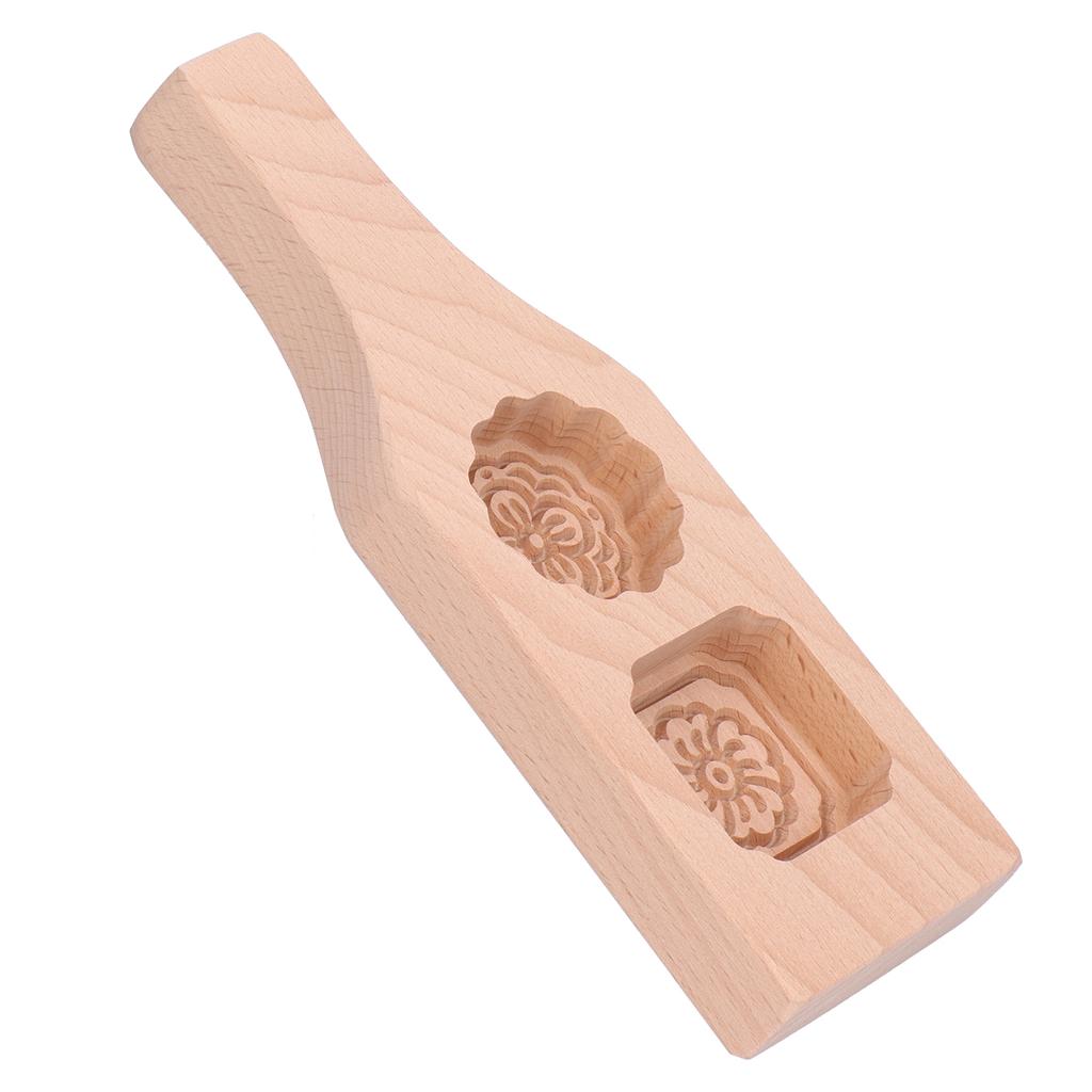 Mooncake Mold 2 Holes Chinese Style Wooden HandMade Pastry Baking Mold for Home Use(2 Holes )