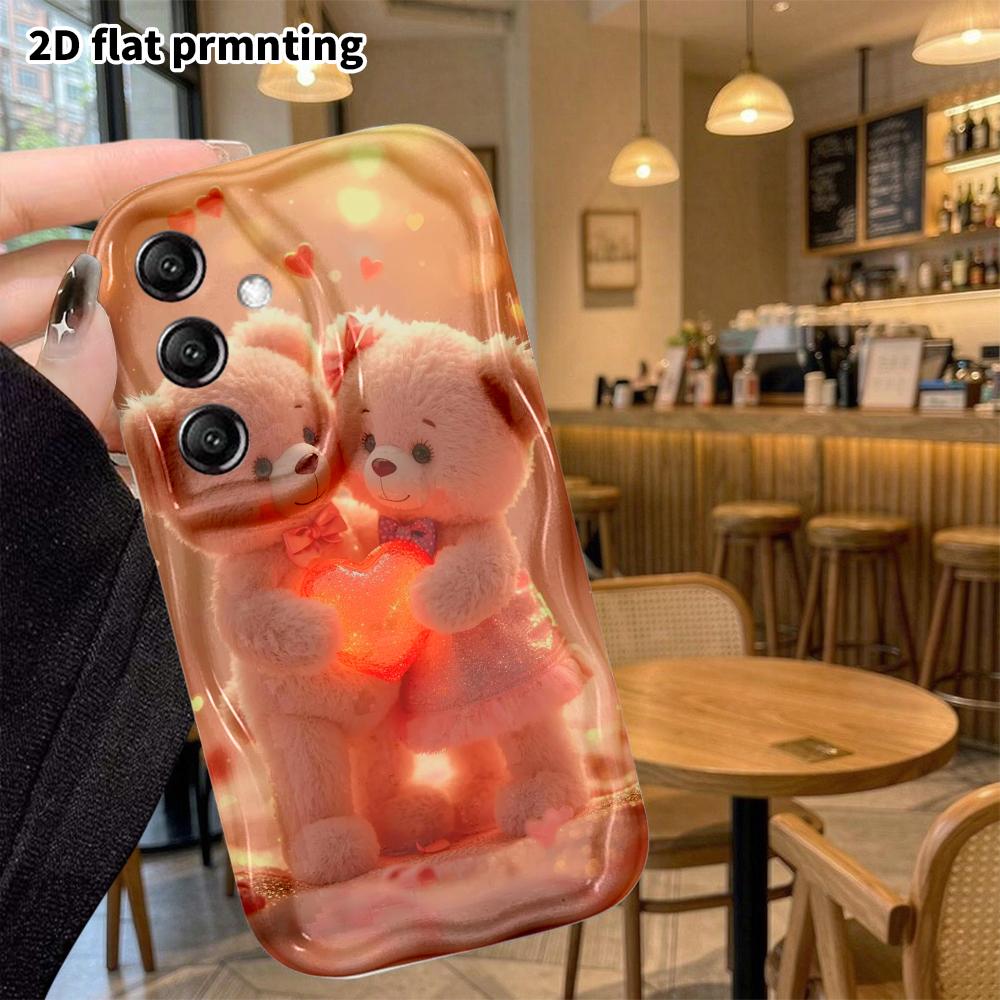Phone Case: 2D Flat Samsung Galaxy A34 A35 M05 M06 S20 S22 S21 FE Plus 5G Protective Case, a Pair of Pink Teddy Bears, Christmas and Halloween Gift