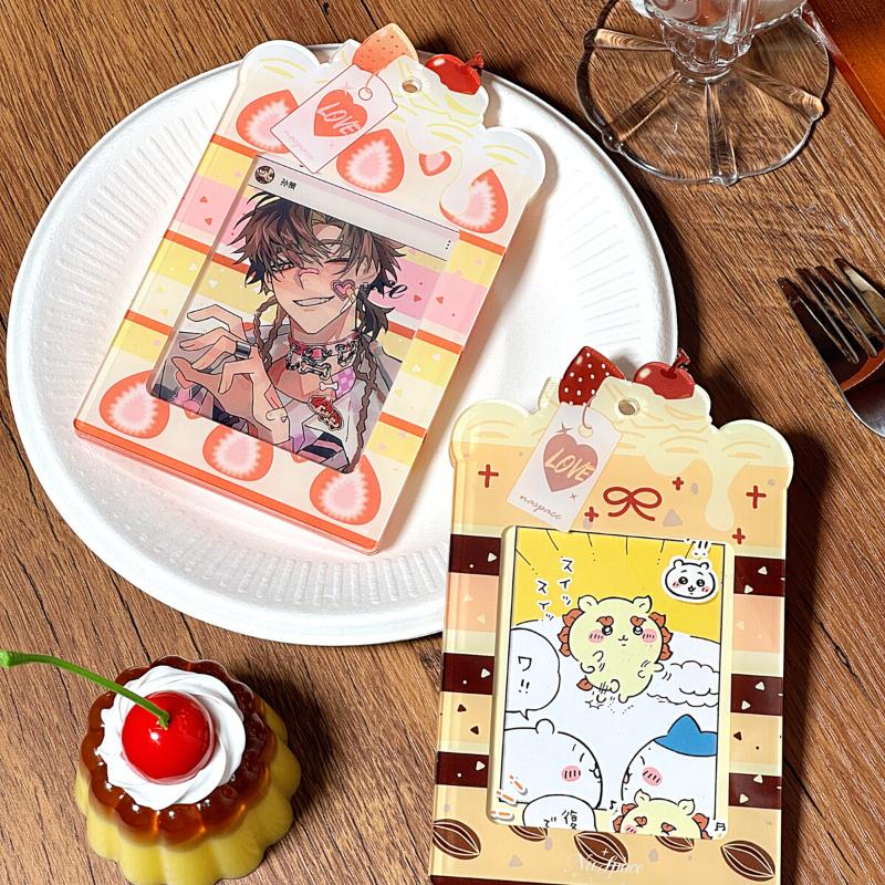 Kawaii Cake Acrylic Photo Frame for 3 Inch Kpop Idol Anime Card Strawberry Cake Protective Case Photocard Sleeves Wholesales