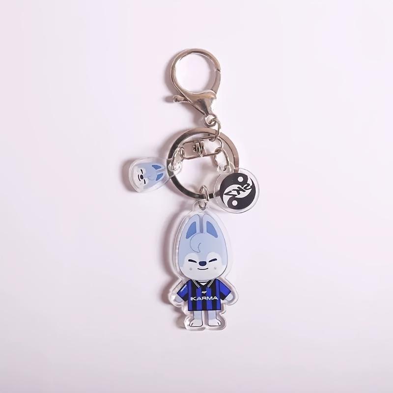 2D Flat SK Theme Keychain, Double-Sided High-Definition Acrylic Key Ring, Composed of 3 High-Quality Pendants, Fashion Bag Charm