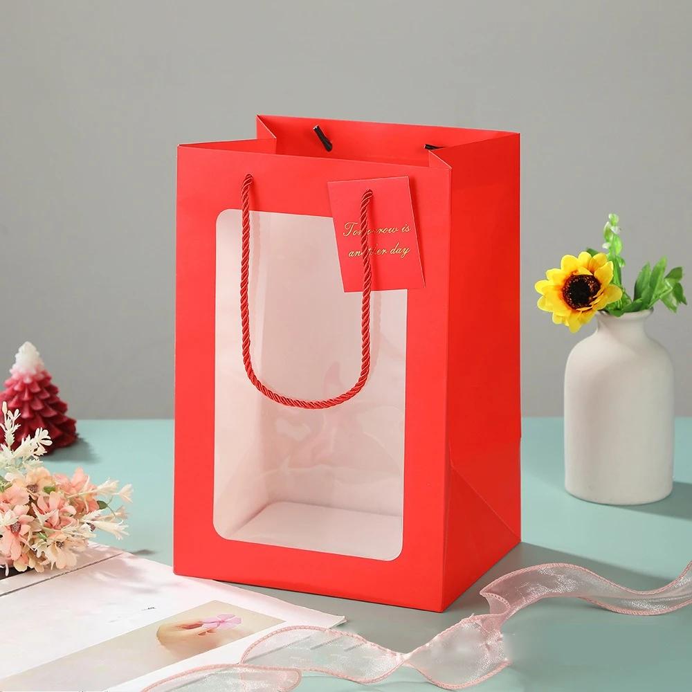 

Clear Window Gift Bags Christmas Gold Stamping Handheld Gift Bag for Peaceful Night Present Packaging Xmas Adornos Navidad 2026 XS-1pc