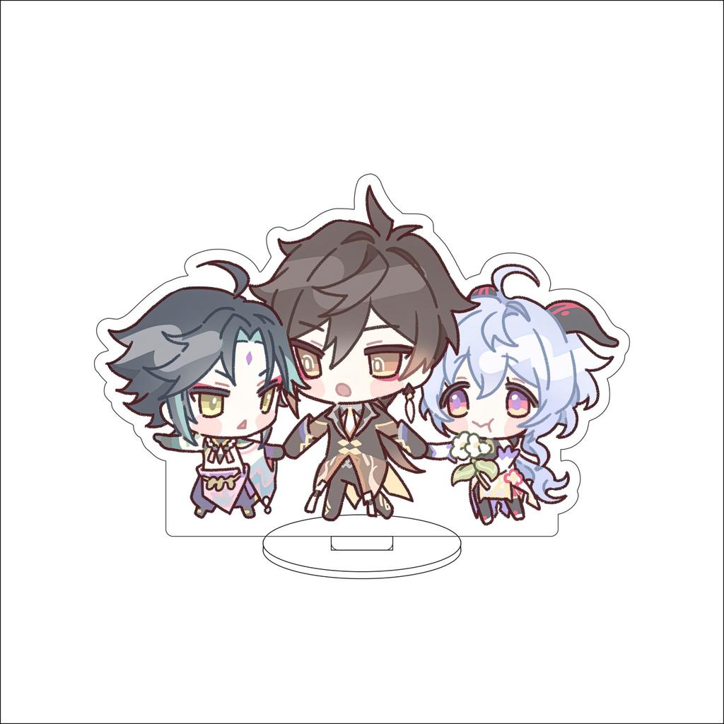 10CM Anime Genshin Impact Figure Stand Model Xiao Cute Desk Decor Standing Sign Gifts