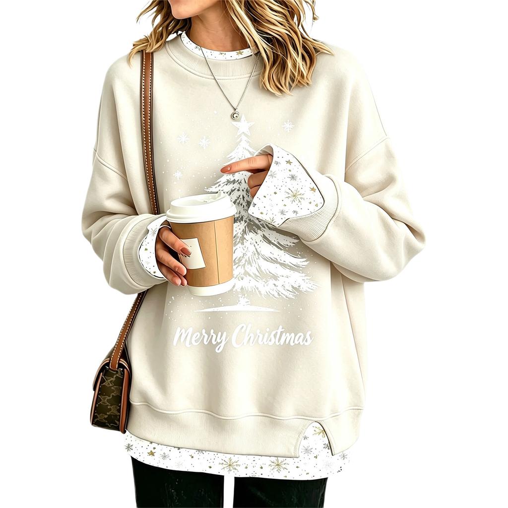 Women's Casual Printed Long Sleeve Sweatshirt Loose Fit Pullover Top