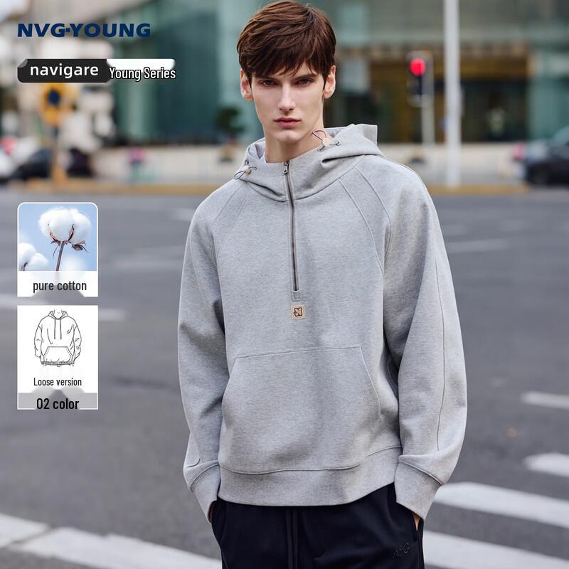 

NVG·YOUNG Unisex Half-Zip Hooded Cotton Sweatshirt 2XL