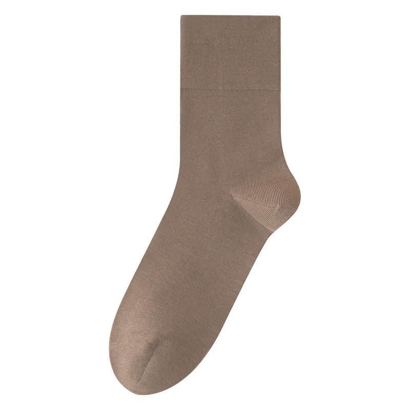 Autumn and Winter Men's Long Socks, Antibacterial and Deodorizing, Winter Coffee-colored Boneless Socks, Mid-calf Socks