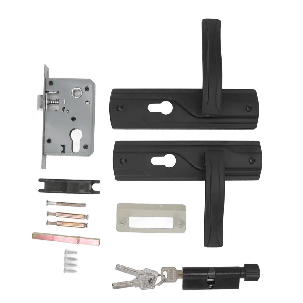 Door Handle Lock Manganese Steel Silent Bearing Universal Door Lever Lock Set with Keys for Home Bedroom Black Door Lever Lock