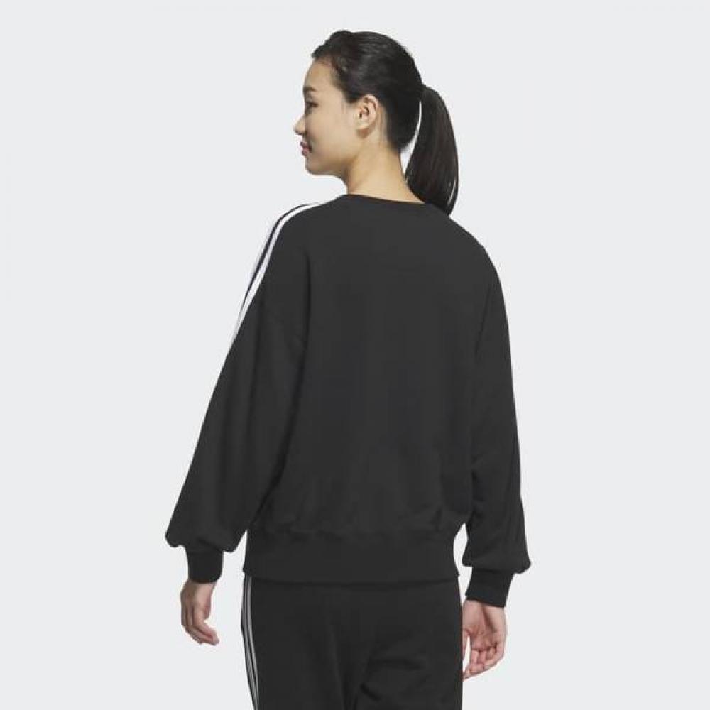 Adidas Women Essential Plus 30 Stripe French Terry Soft Cotton Crew