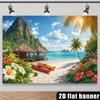 2D Tropical Beach Backdrop Island Mountain Photography Background